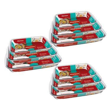 Imagem de 9 Assadeiras Travessas de Vidro Retangular 3 Tamanhos Nadir