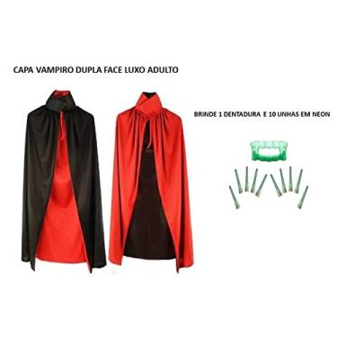 Imagem de Fantasia Capa Vampiro Luxo Dupla Face Adulto + Brinde