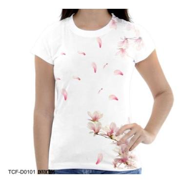Imagem de Camiseta Baby Look Magnolia Flor Jardim Petalas Caindo A - Estilo Krak