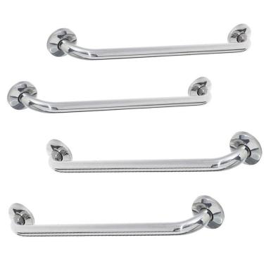 Imagem de Alça Apoio Banheiro Inox Reta Kit 4 unidades 40cm e 60cm Idoso Cadeirante Acessibilidade Deficiente