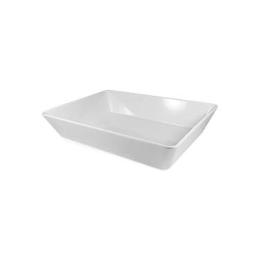 Imagem de Travessa Retangular Melamina 35X25 Cm Branca - Lume Inox