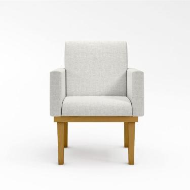 Imagem de Cadeira Poltrona Decorativa Base Reforçada Linho Bege
