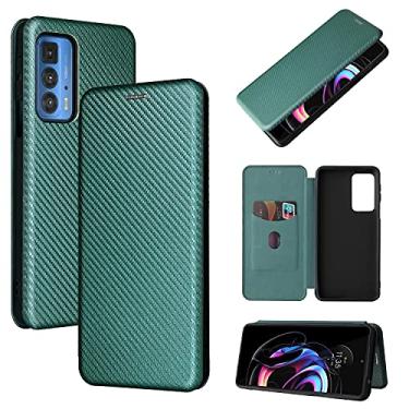 Imagem de YUNCHAO Caixa de telefone Para Motorola Edge 20 Pro textura de fibra de carbono Horizontal Flip TPU + PC + PU Couro com slot de cartão capa para celular