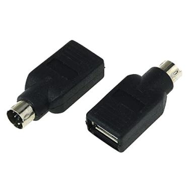 Imagem de DGZZI Adaptador USB para PS2, 2 peças, preto USB fêmea para PS/2 macho, conversor adaptador para mouse e teclado
