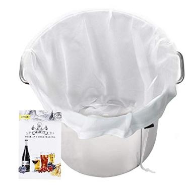 Imagem de MAIYUE Brew Bags reutilizável bolsa de malha fina de 175 mícrons, coador de alimentos para todos os fins – livre de BPA – malha de nylon fina ultra forte, prensa de vinho de uva com cordão para coar em um saco (2 peças - 55 cm x 66 cm)