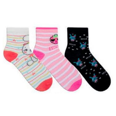 Imagem de Kit Meia Infantil para Menina Estampada com 9 Pares 28 ao 31
