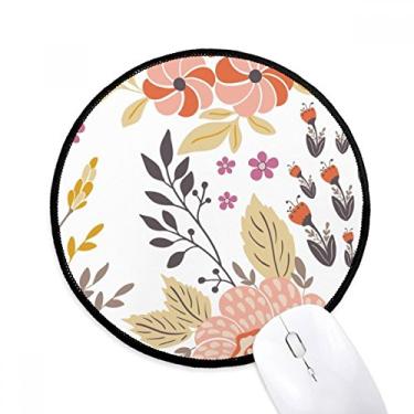 Imagem de Mouse pad branco amarelo laranja flor planta de escritório tapete redondo para computador