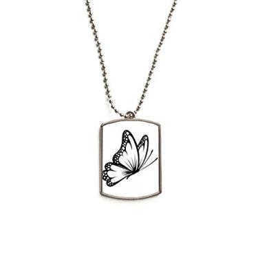 Imagem de Colar de borboleta vintage simples em corrente de aço inoxidável preta com pingente de identificação de cachorro para animais de estimação