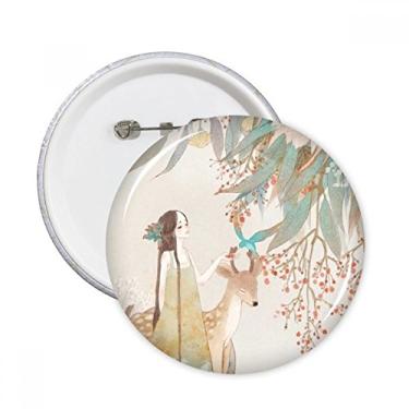 Imagem de Ilustrador de estilo clássico chinês de veado, alfinetes redondos, emblema, acessório, decoração, 5 peças