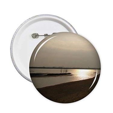 Imagem de Alfinetes de fotografia de praia crepúsculo botão redondo decoração de roupas 5 peças