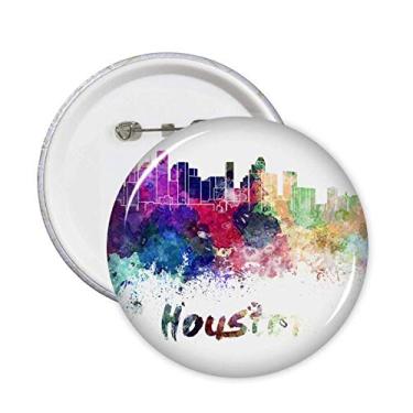 Imagem de Alfinetes de aquarela Houston America City Emblema de botão para decoração 5 peças