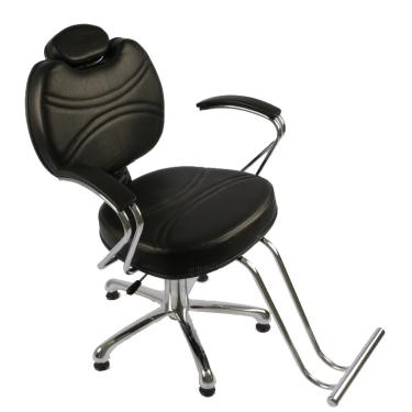 Imagem de Cadeira poltrona reclinavel topazio salão de beleza, cabeleireiro, barbeiro, fortebello móveis - preto courino
