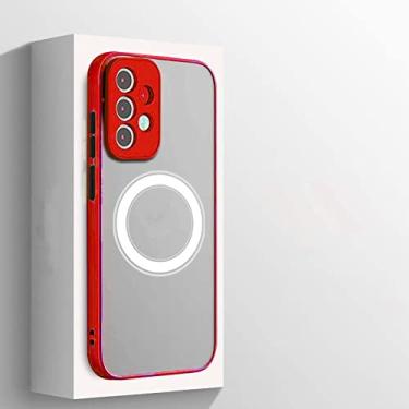 Imagem de Para capa de carga magnética sem fio para Samsung Galaxy S23 S22 S21 Ultra Plus 5G Armor Matte Capa traseira à prova de choque, vermelho, para Galaxy S21