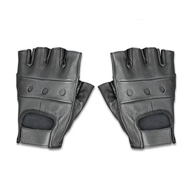 Imagem de Raider luvas masculinas de couro sem dedos para motocicleta de alta qualidade (pretas, GG)