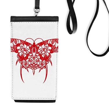 Imagem de Bolsa para celular com recorte de papel de pipa de cultura tradicional chinesa para pendurar bolso preto