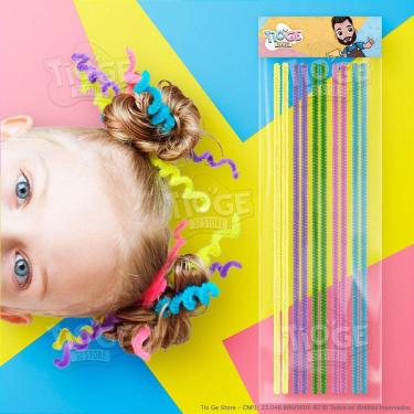 Imagem de Hastes Flexíveis de Pelúcia Cabelo Maluco Artesanato Limpador Chenille Colorido Candy 10 unid