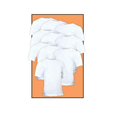 Imagem de Kit 10 Camisetas Lisa Manga Curta Infantil Poliéster Branca Tamanho 06