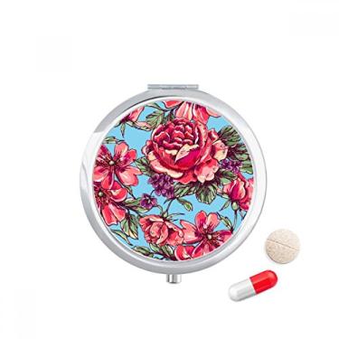 Imagem de Porta-comprimidos de flor com folhas e céu, caixa de armazenamento de remédios