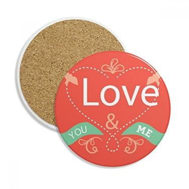 Imagem de Caneca do Dia dos Namorados Vermelho Verde Love You Coaster Cup de Proteção de Mesa Pedra Absorvente