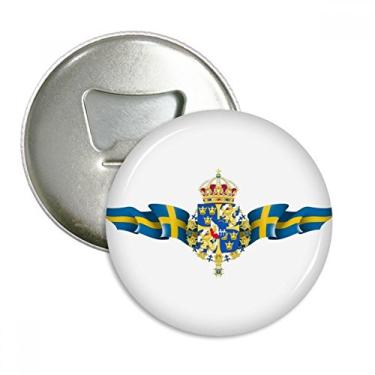 Imagem de Emblema nacional da Suécia, símbolo do país, abridor redondo de garrafa, pinos de ímã, emblema, botão, 3 peças