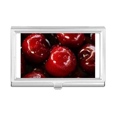 Imagem de Porta-cartões de visita com imagem de frutas vermelhas temperadas, porta-cartões de cereja, caixa de bolso