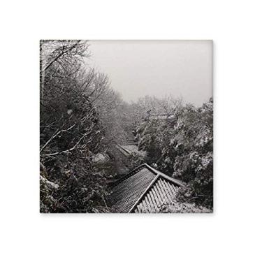Imagem de Snowscene Eaves Fotografia Piso de Cerâmica Brilhante Banheiro Cozinha Parede