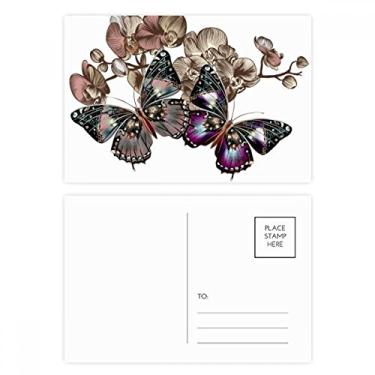 Imagem de Conjunto de cartões postais de flores e borboletas para enviar cartões de agradecimento
