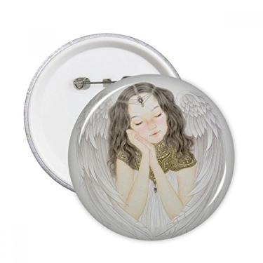 Imagem de White Wing Pretty Girl Pintura chinesa Pinos Redondos Emblema Botão Decoração Roupas Presente 5 peças