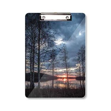 Imagem de Lago Trees Science Nature Scenery Prancheta pasta para escrever placa de apoio A4
