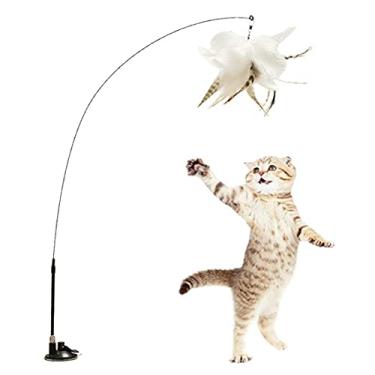 Imagem de DUJIAOSHOU Brinquedos de Penas para Gato, Brinquedo Interativo para Gato, Palito de gato engraçado com haste longa, ventosa poderosa, autocurante manual de dupla utilização