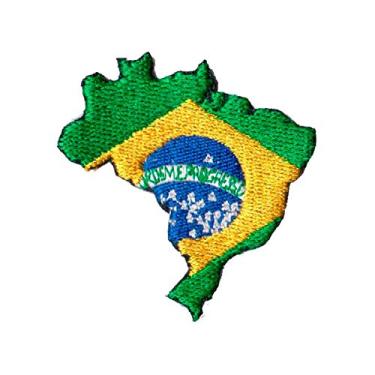 Imagem de Patch Bordado - Mapa Bandeira Brasil BD50087-104 Termocolante Para Aplicar