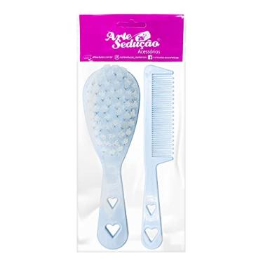 Imagem de Kit Com 1 Pente e Com 1 Escova Infantil Cerdas Macias Para Bebê Cor Azul