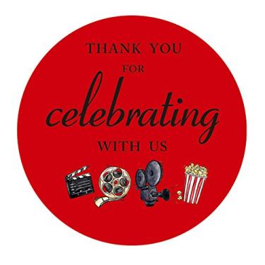 Imagem de Adesivos de agradecimento noturno do filme Magjuche, cinematográfico com tema de Hollywood, aniversários ou outras festas, etiquetas adesivas, 5 cm, pacote com 40