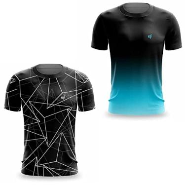 Imagem de Combo 2 Camiseta Masculina Dry UV Fitness Esporte Academia Futebol Pilates Musculação Cam Gênero:Masculino;Cor:Roxo;Tama