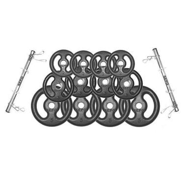 Imagem de Kit Anilhas Ferro 40kg + Barras 40cm-Unissex