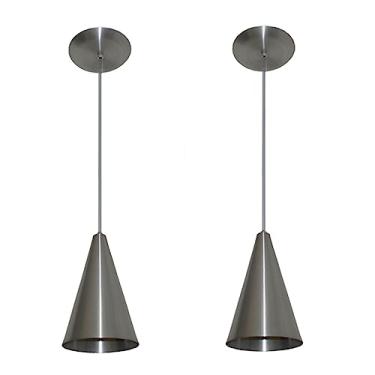 Imagem de Kit com 02 Luminárias Pendente Modelo Cone - Ideal para Cabeceira de cama, bancada (Alumínio Escovado)