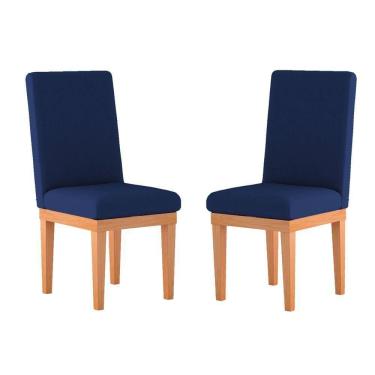 Imagem de Kit 2 Cadeiras Estofadas Para Mesa De Jantar azul Marinho