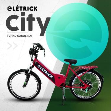 Imagem de Bicicleta Elétrica City Vermelha 800W Com Cesta E Retrovisor - Elétric