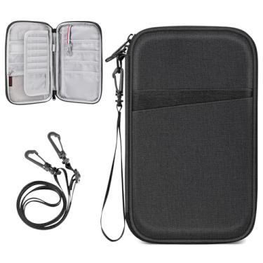 Imagem de Fintie Porta-passaporte familiar para viagens, 6 pessoas, grande capacidade com bloqueio de RFID, organizador de documentos de viagem, bolsa clutch com porta-canetas, chaveiros, cartões de crédito