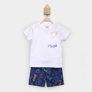 Imagem de Conjunto Curto Bebê Brandili Jungle Bolso Camiseta + Bermuda Menino