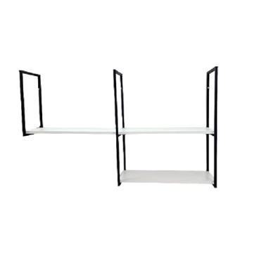 Imagem de Prateleira Industrial Flutuante Preto/Branco Kit Completo Cozinha Escritório Sala (Branco, 140cm)