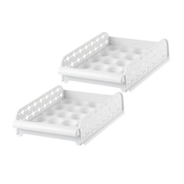 Imagem de Generic Caixa De Armazenamento De Ovos 2 Peças Suporte De Bandeja De Ovos Geladeira Recipiente De Armazenamento De Ovos Suporte De Cozinha Bandeja De Ovos Geladeira Gaveta De