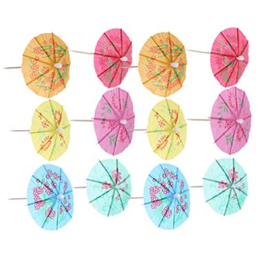 Imagem de BRIGHTFUFU 144 Pçs Palitos de guarda-sol para bebidas, guarda-chuvas, palitos de coquetel, topos de bolo, guarda-sol, guarda-chuva, frutas, coquetel, decoração, guarda-chuvas, mini guarda-chuva, bolo, pó, verão, madeira