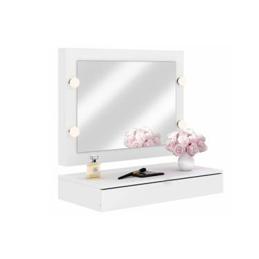 STAHAD Espelho De Mesa Espelho De Maquilhagem Cosmético Espelho De  Maquilhagem Com Luzes Espelho Giratório 360° Espelho De Vestir Quarto De  Banho Espelho Redondo Garota Viagem Vidro