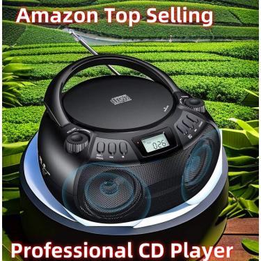 Imagem de Portátil CD Player Boombox com Bluetooth  Rádio AM/FM  Porta USB  Alto-falante de Som Estéreo