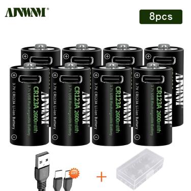 Imagem de AJNWNM-Bateria Li-ion Recarregável para Lanterna LED  CR123A  2600 mAh  3.7V  16340 Baterias  16350