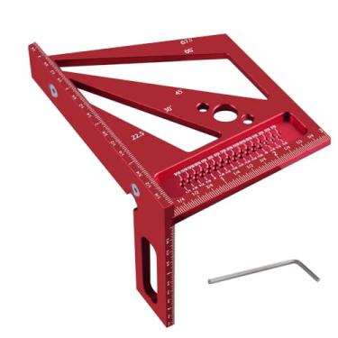 Imagem de CIADAZ Atualizar régua de medição para carpintaria métrica/polegada 3D liga de alumínio multiângulo 22,5/30/45/60/67,5/90 graus régua quadrada transferidor mitra régua triangular para desenho de artes