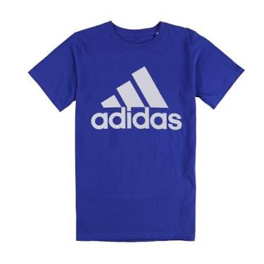 Imagem de Camiseta masculina Adidas com estampa de emblema do esporte (grande, azul royal/branco (logotipo listrado))