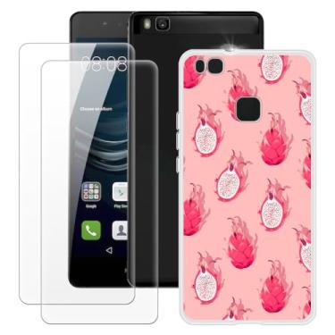 Imagem de MILEGOO Capa para Huawei P9 Lite + 2 peças protetoras de tela de vidro temperado, capa de TPU de silicone macio à prova de choque para Huawei G9 Lite (5,2 polegadas)