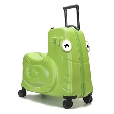 Imagem de SEA PUNK Bagagem infantil, bagagem infantil com rodas giratórias, mala infantil ajuda seu filho a relaxar, bagagem de carrinho com trava de senha, Verde, 24 inches
